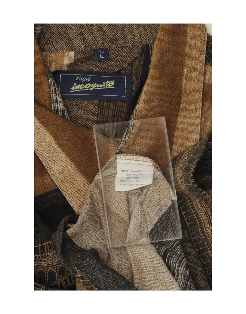 SIGNE INCOGNITO Mens Shirt Large Brown Striped Cotton Vintage Signe Incognito and Second-Hand Signe Incognito from Messina Hembry 