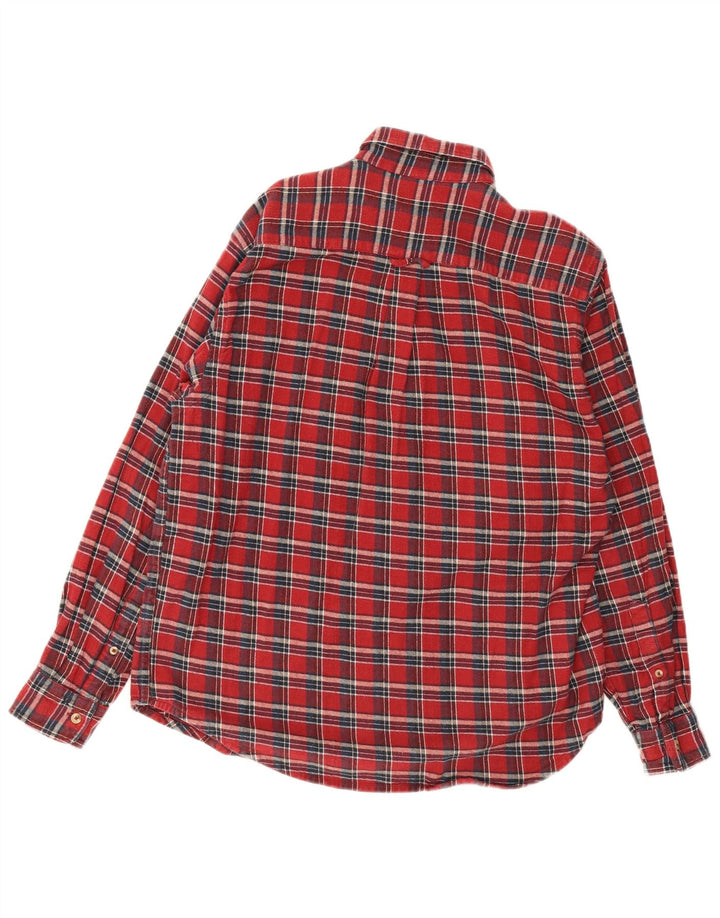 Green Leaves Womens Flannel Shirt Large Red Check Cotton