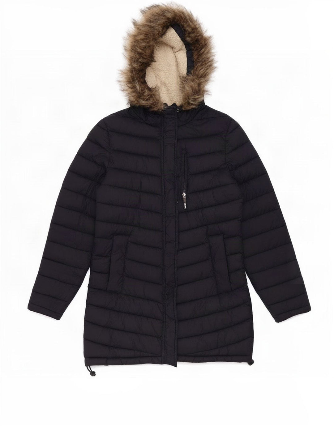 Superdry Womens Hooded Padded Jacket UK 14 Medium Navy Blue Nylon
