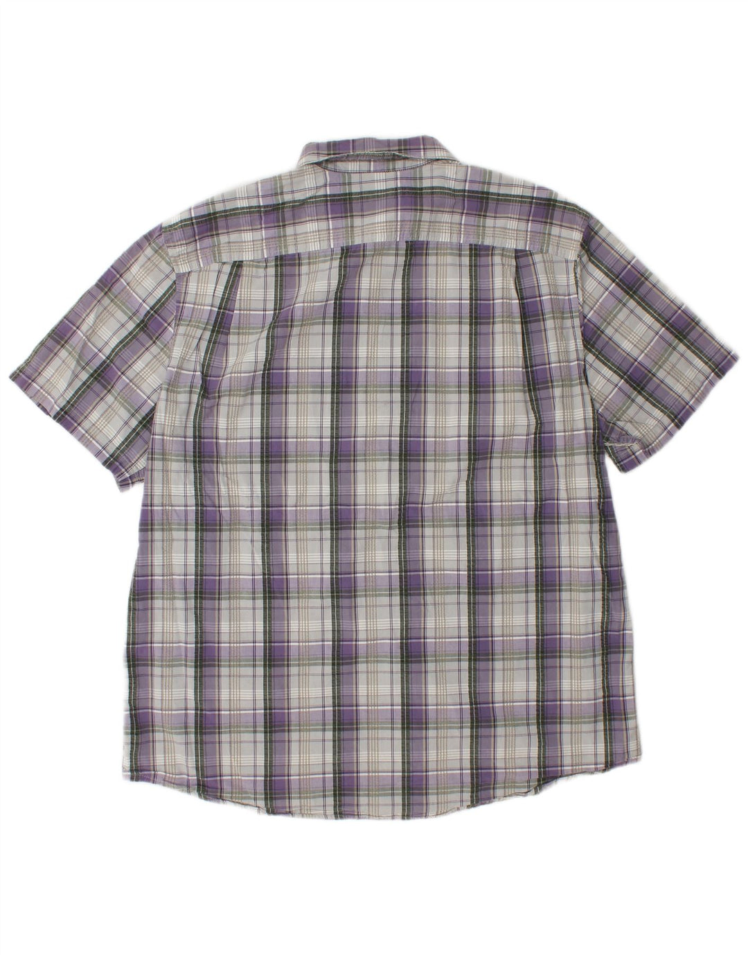 EDDIE BAUER Mens Classic Fit Short Sleeve Shirt XL Purple Check