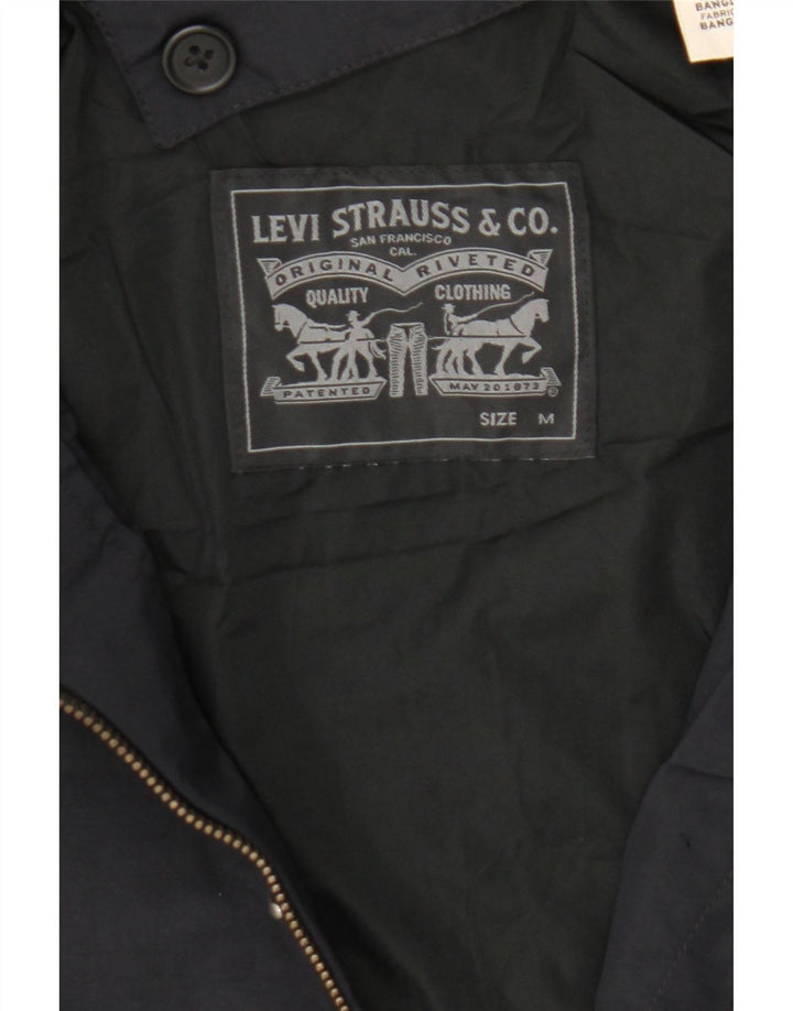 LEVI'S Mens Hooded Overcoat UK 38 Medium Black Polyester Vintage Levi's and Second-Hand Levi's from Messina Hembry 