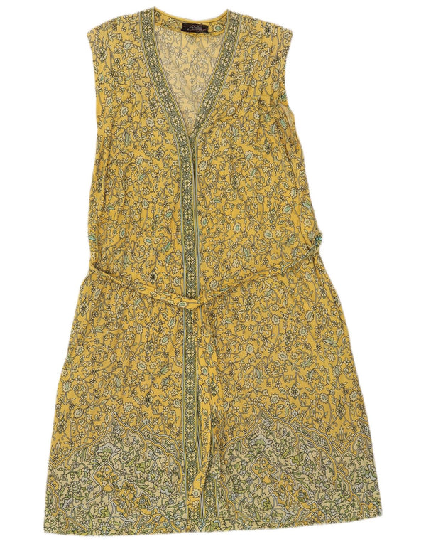 Vintage Womens Sleeveless Loose Fit Basic Dress IT 42 Medium Yellow Paisley