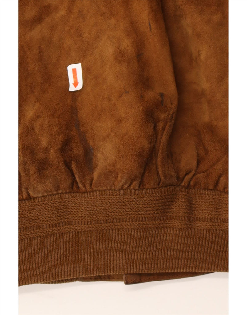 VINTAGE Mens Suede Bomber Jacket UK 42 XL Brown Leather Vintage Vintage and Second-Hand Vintage from Messina Hembry 