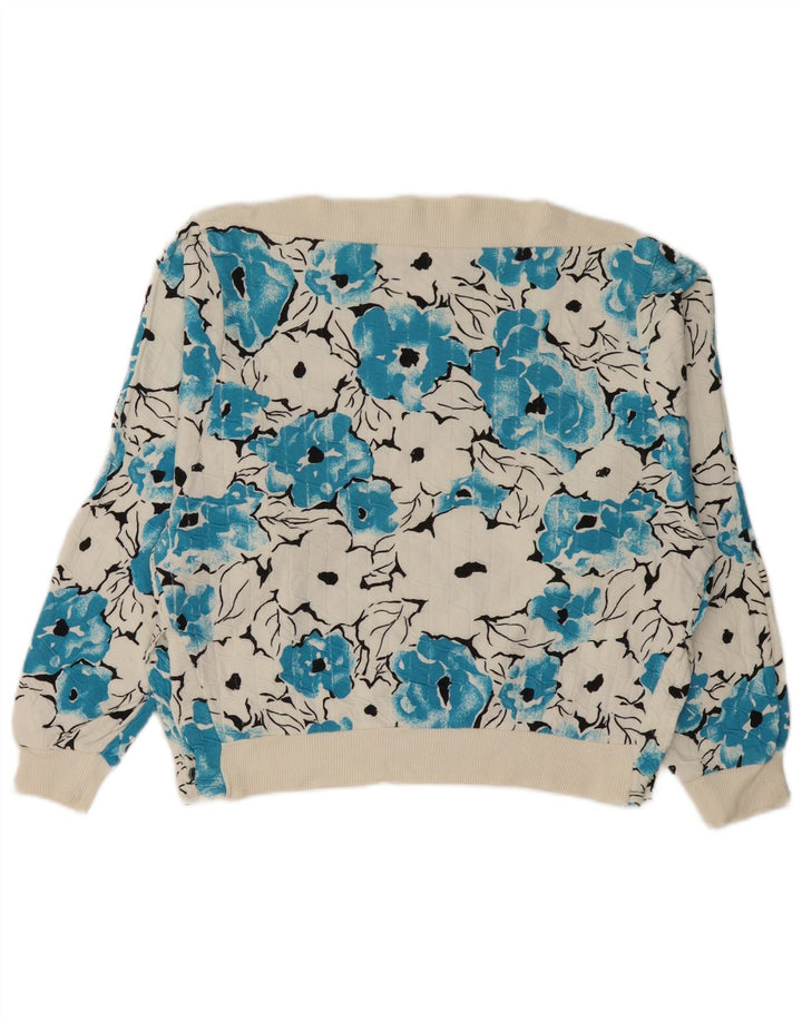 VINTAGE Womens Boat Neck Jumper Sweater UK 14 Medium White Floral