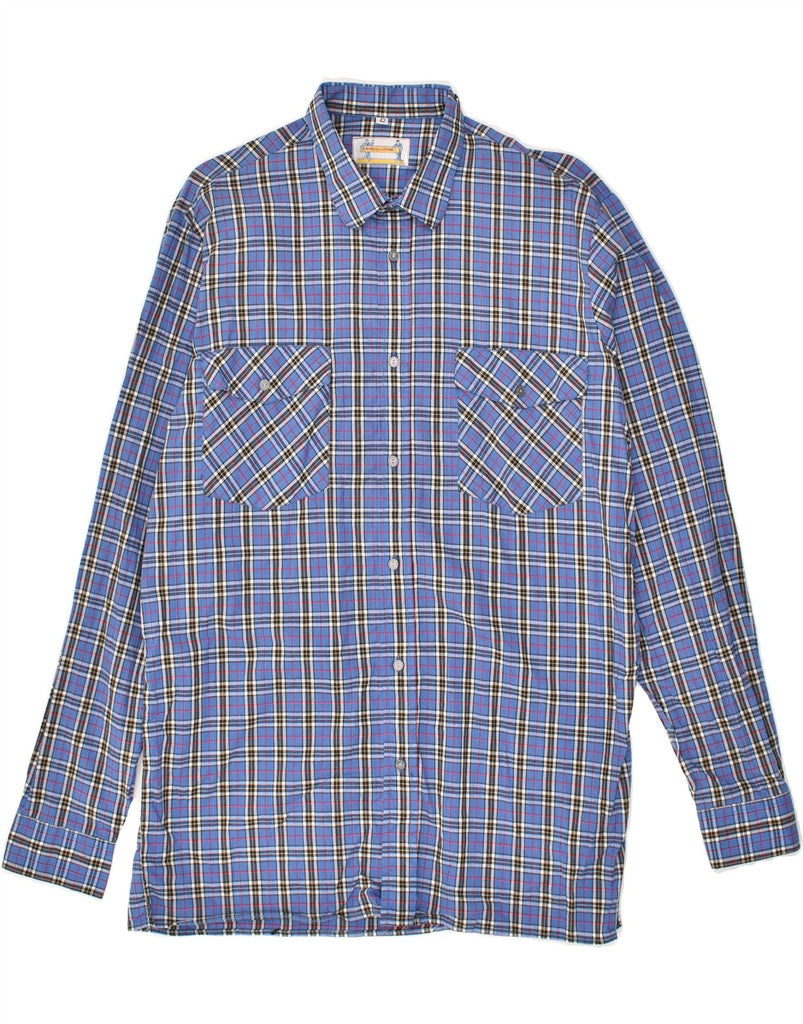 VINTAGE Mens Shirt Size 42 Medium Blue Check Cotton | Vintage Vintage | Thrift | Second-Hand Vintage | Used Clothing | Messina Hembry 