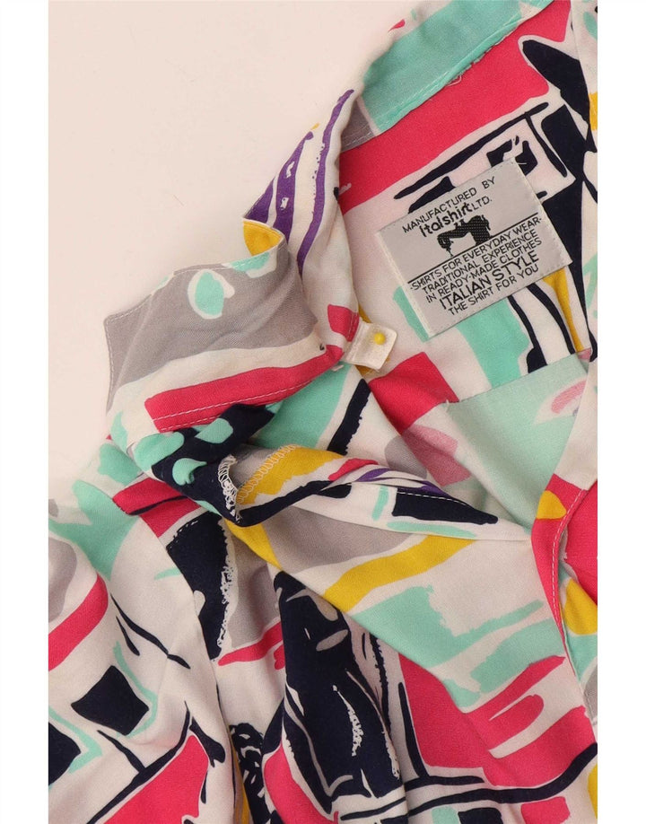 Vintage Mens Graphic Short Sleeve Shirt Medium Multicoloured Patchwork