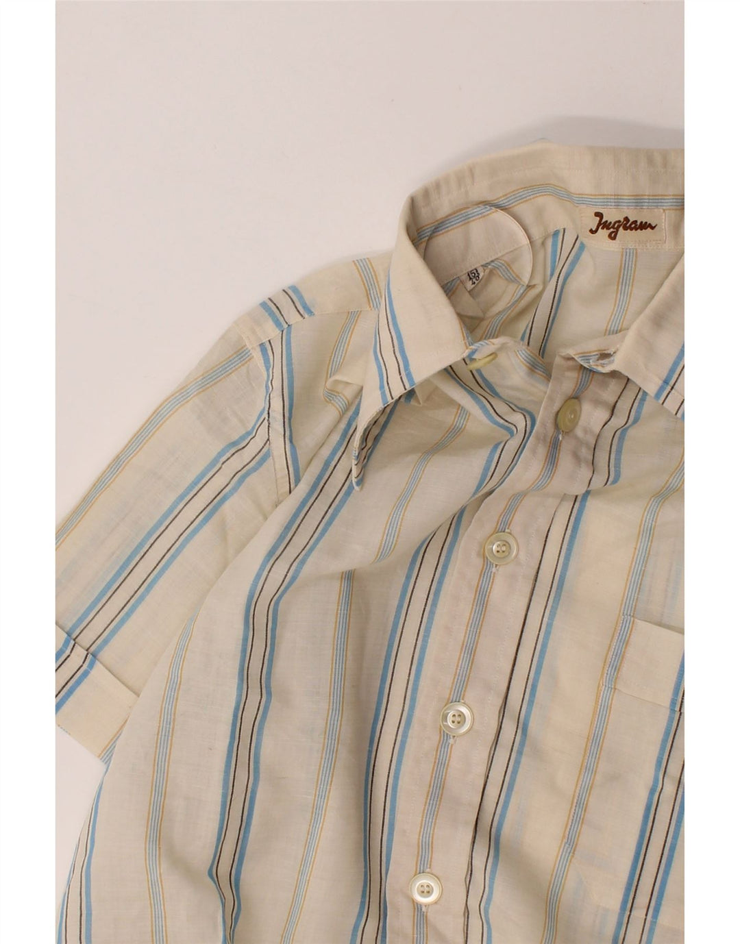 INGRAM Mens Short Sleeve Shirt Size 40 15 Medium White Striped Vintage Ingram and Second-Hand Ingram from Messina Hembry 