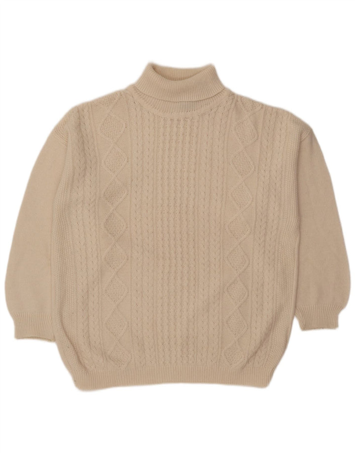 Pimet Mens Roll Neck Jumper Sweater XL White Wool