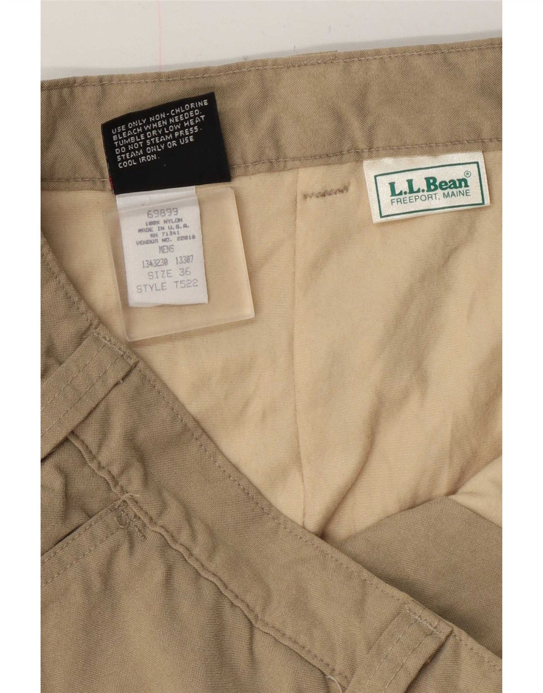 L.L.Bean Mens Joggers Trousers W36 L28 Khaki Nylon