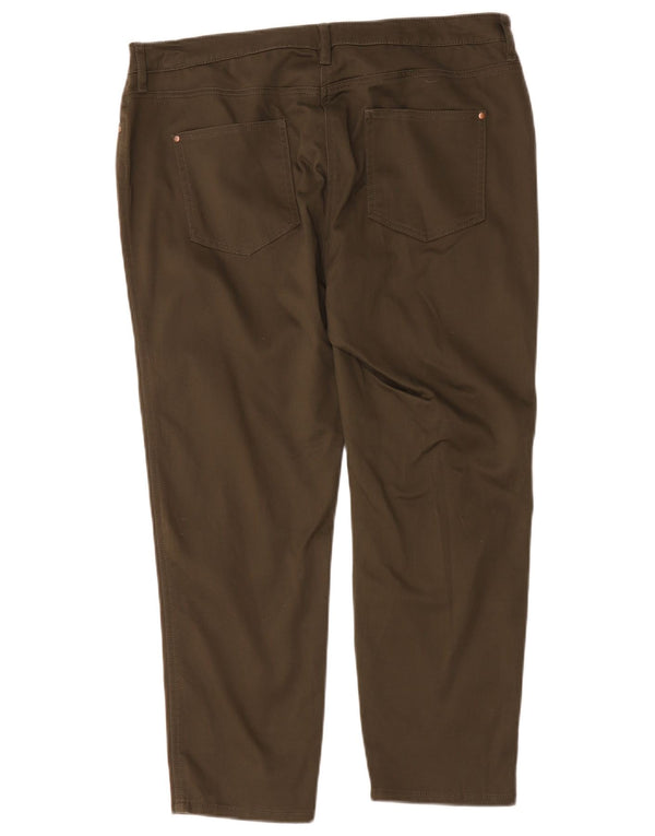 M&Co Womens Cropped Trousers UK 18 XL W36 L25 Khaki Cotton