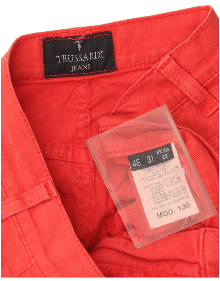 Trussardi Womens Bootcut Casual Trousers W29 L29 Red Cotton