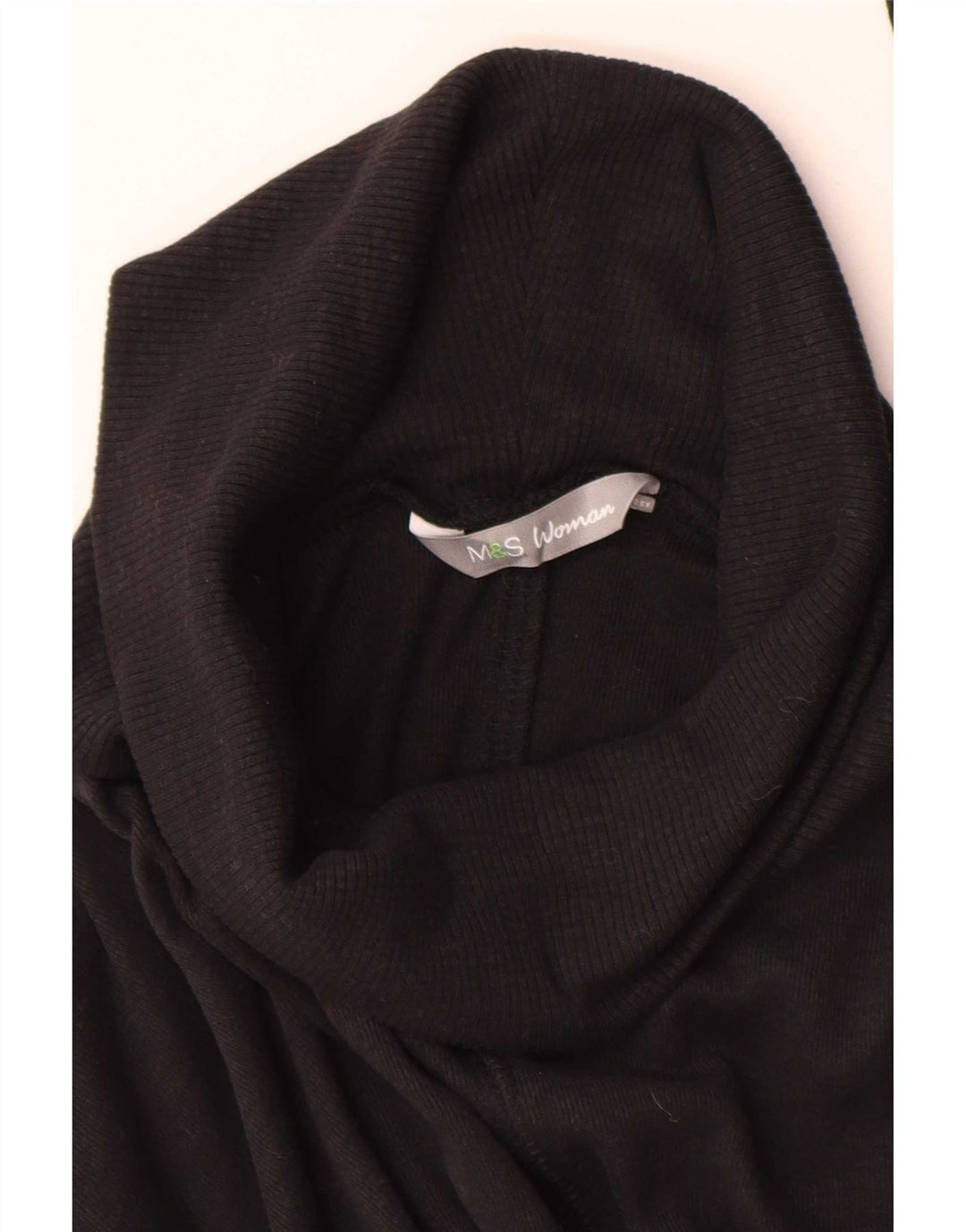 Marks & Spencer Womens Longline Roll Neck Jumper Sweater UK 10 Small Black