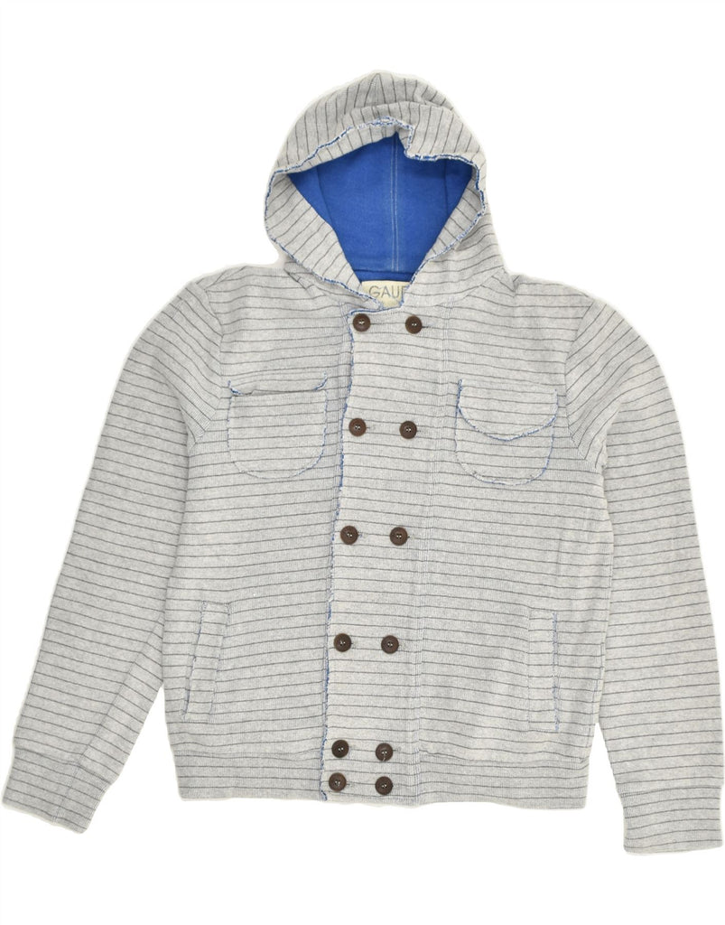 GAUDI Boys Hooded Bomber Jacket 9-10 Years Small  Grey Striped Cotton | Vintage Gaudi | Thrift | Second-Hand Gaudi | Used Clothing | Messina Hembry 