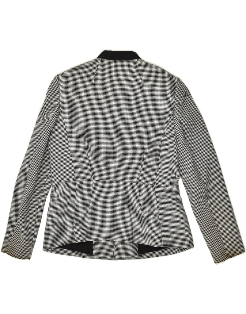 JAEGER Womens 1 Button Blazer Jacket UK 14 Medium Grey Houndstooth | Vintage Jaeger | Thrift | Second-Hand Jaeger | Used Clothing | Messina Hembry 