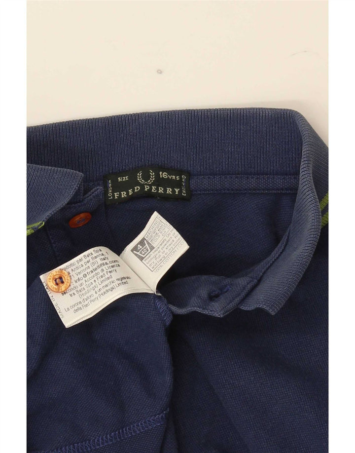 Fred Perry Boys Polo Shirt 15-16 Years Navy Blue Cotton