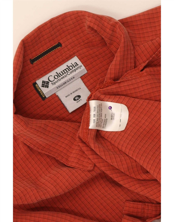 Columbia Mens Titanium Short Sleeve Shirt XL Orange Gingham Modal