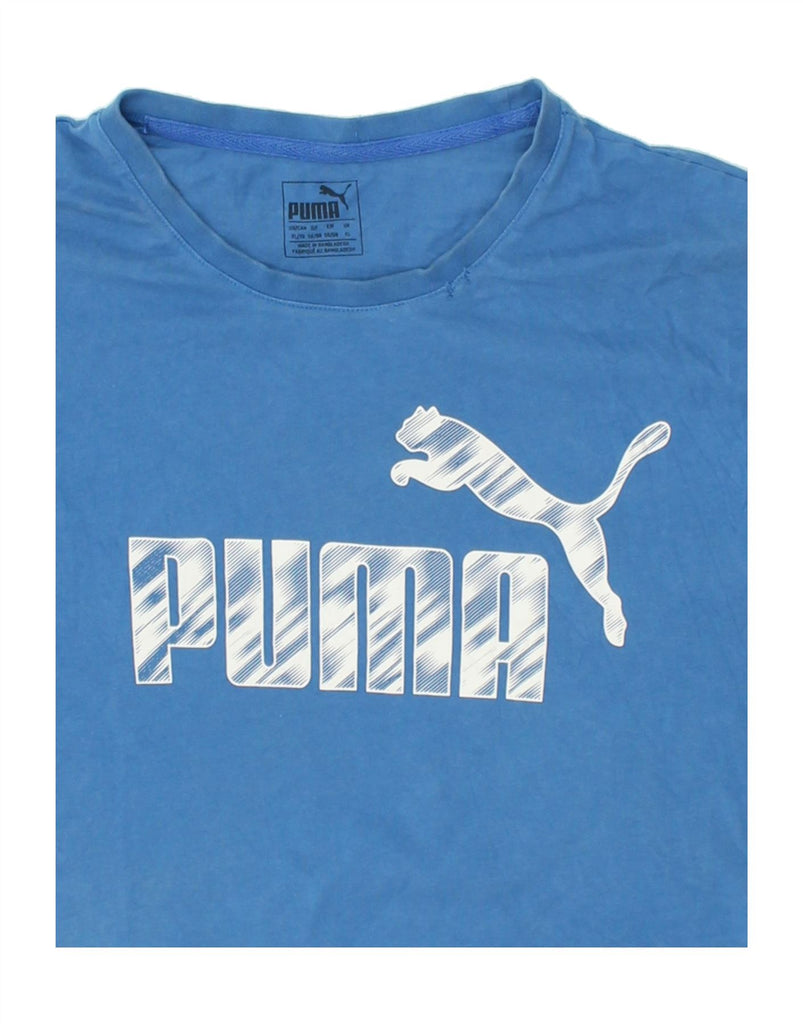 PUMA Mens Graphic T-Shirt Top XL Blue Cotton | Vintage Puma | Thrift | Second-Hand Puma | Used Clothing | Messina Hembry 