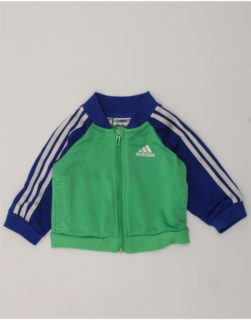 ADIDAS Baby Boys Tracksuit Top Jacket 0-3 Months Green Colourblock | Vintage Adidas | Thrift | Second-Hand Adidas | Used Clothing | Messina Hembry 