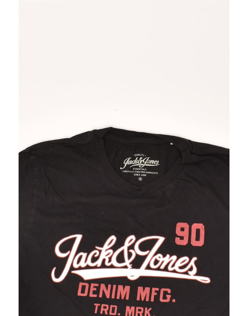 JACK & JONES Mens Graphic T-Shirt Top Medium Black Cotton | Vintage Jack & Jones | Thrift | Second-Hand Jack & Jones | Used Clothing | Messina Hembry 