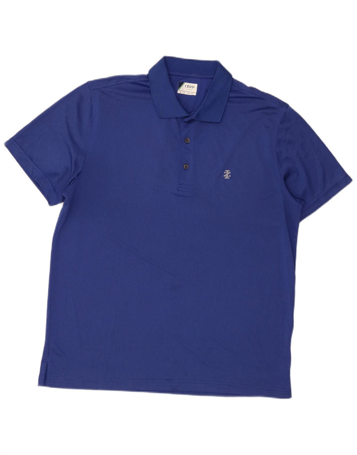 Izod Mens Polo Shirt Large Blue Polyester