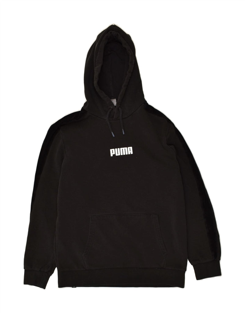 PUMA Mens Graphic Hoodie Jumper Medium Black Cotton | Vintage Puma | Thrift | Second-Hand Puma | Used Clothing | Messina Hembry 