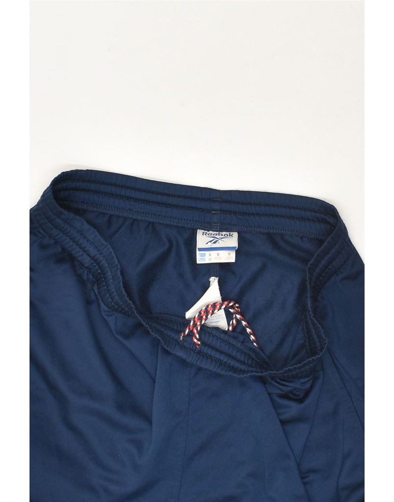 REEBOK Mens Tracksuit Trousers Small Navy Blue Polyester | Vintage Reebok | Thrift | Second-Hand Reebok | Used Clothing | Messina Hembry 