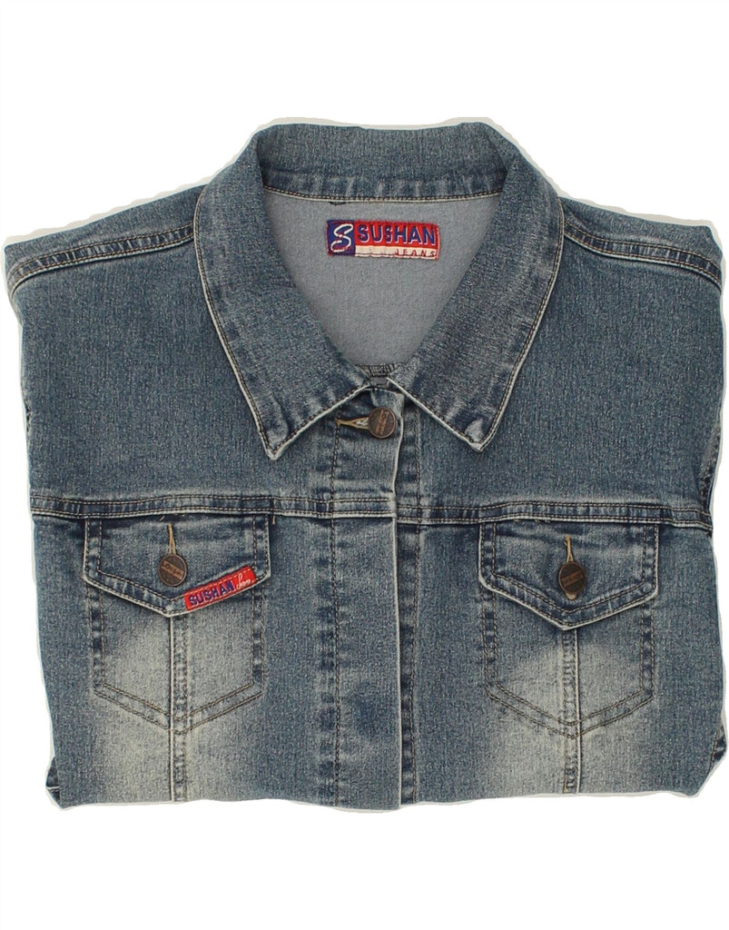 VINTAGE Womens Denim Jacket UK 14 Large Blue Cotton | Vintage Vintage | Thrift | Second-Hand Vintage | Used Clothing | Messina Hembry 