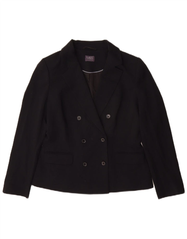 Marks & Spencer Womens Double Breasted Blazer Jacket UK 10 Small Black