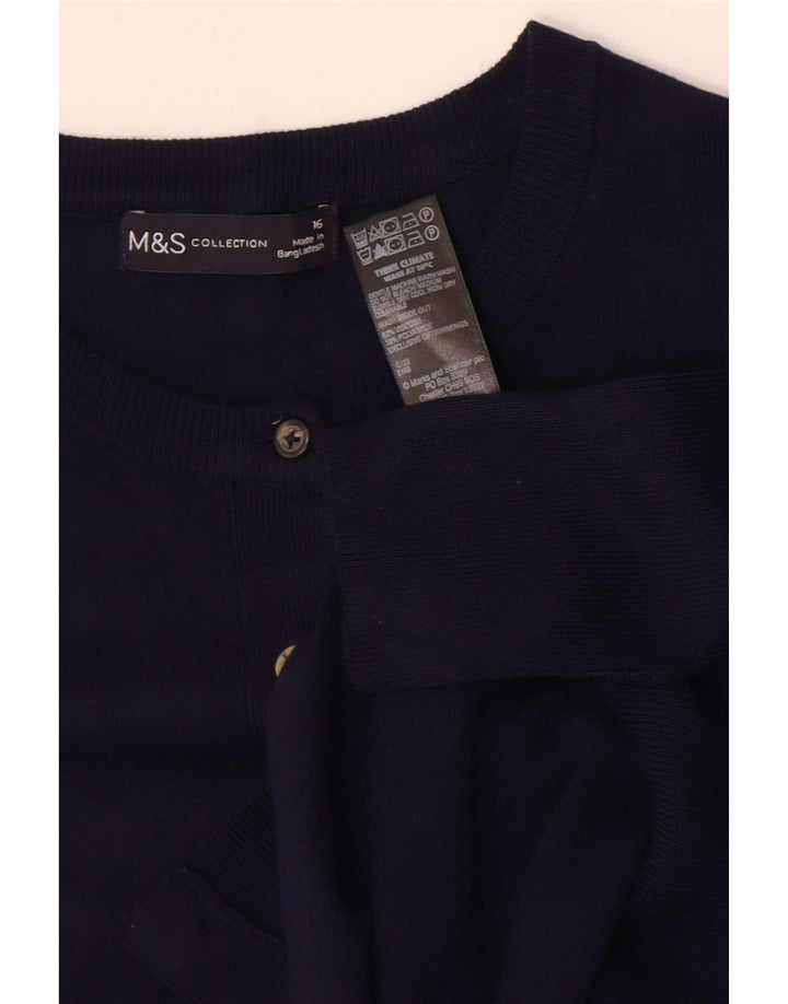 Marks & Spencer Womens Cardigan Sweater UK 16 Large Navy Blue Viscose