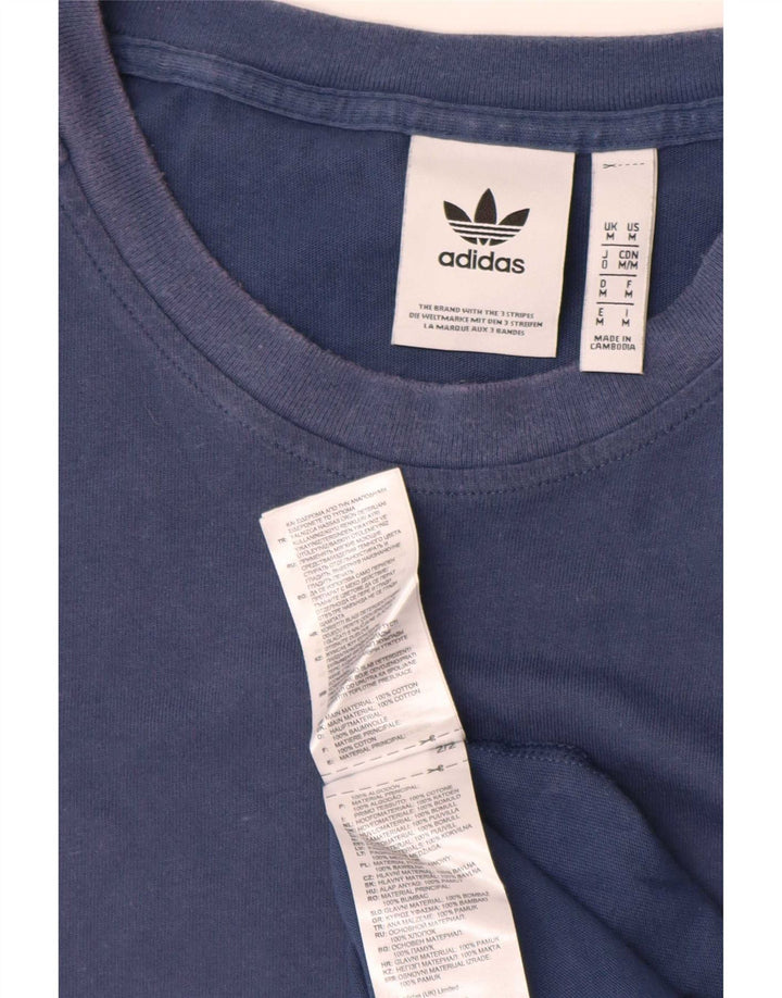 Adidas Mens T-Shirt Top Medium Blue Cotton