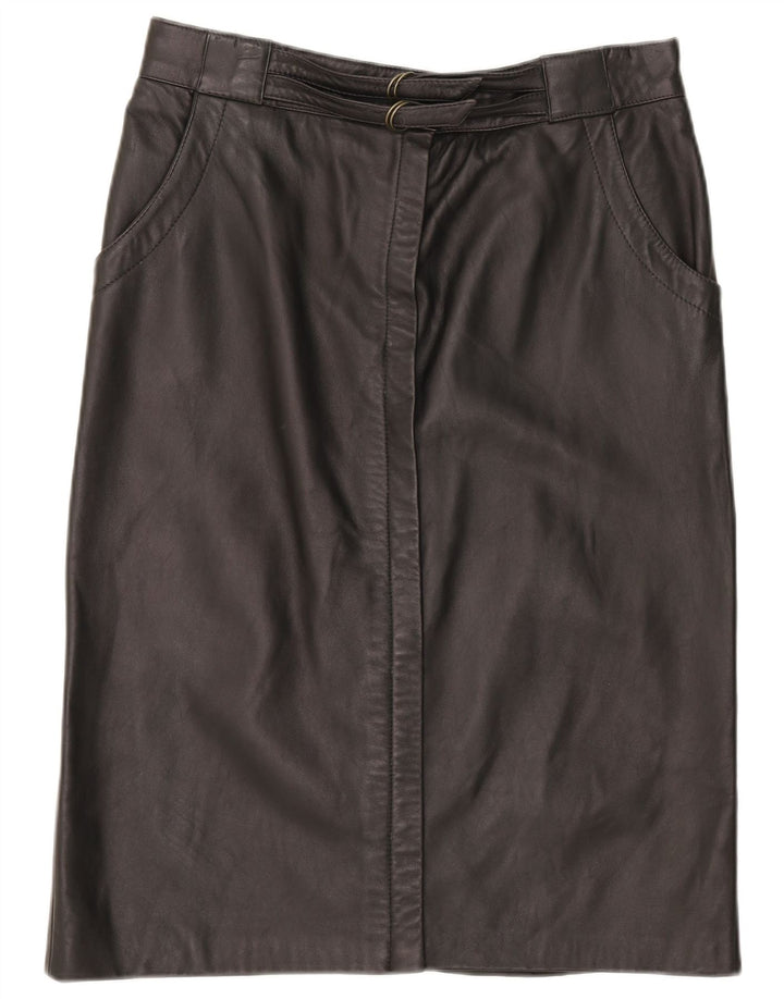 Vintage Womens Leather Skirt W33 Large Black