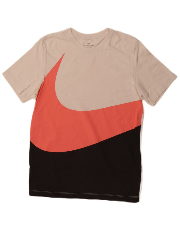 NIKE Mens Graphic T-Shirt Top Medium White Colourblock