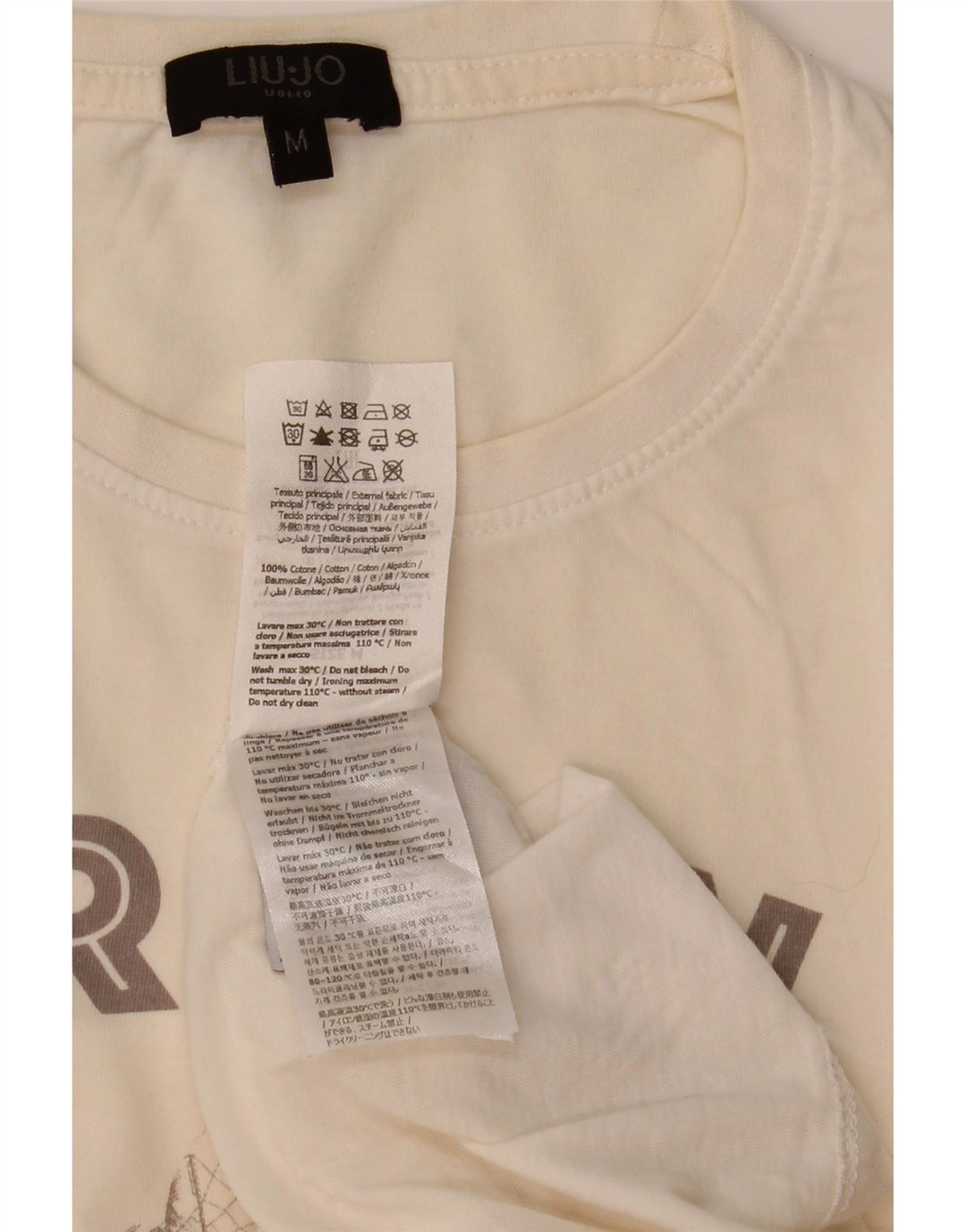 Liu Jo Mens Graphic T-Shirt Top Medium White Cotton