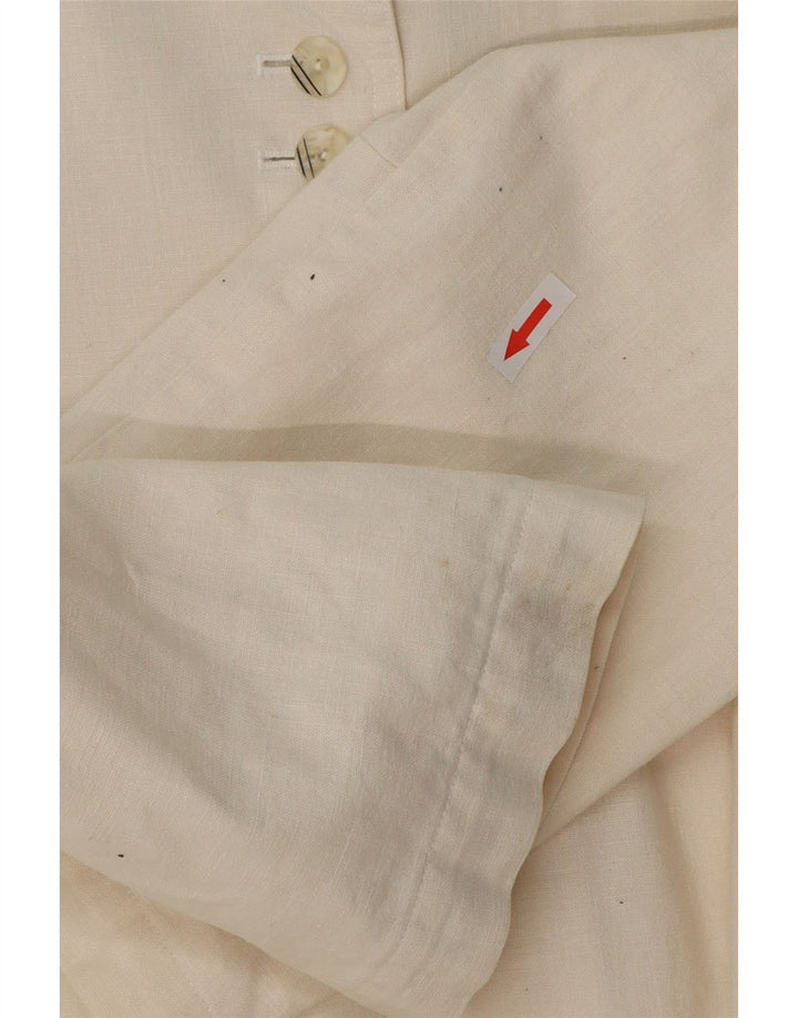VINTAGE Womens Longline Blazer Jacket UK 14 Medium White