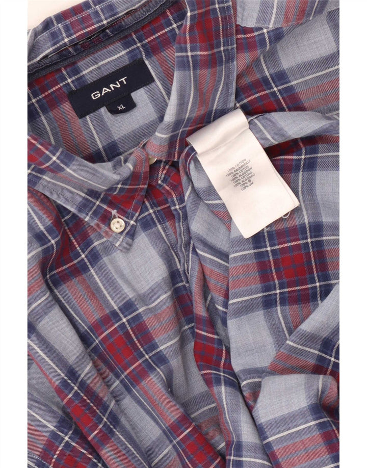Gant Mens Shirt XL Navy Blue Check Cotton