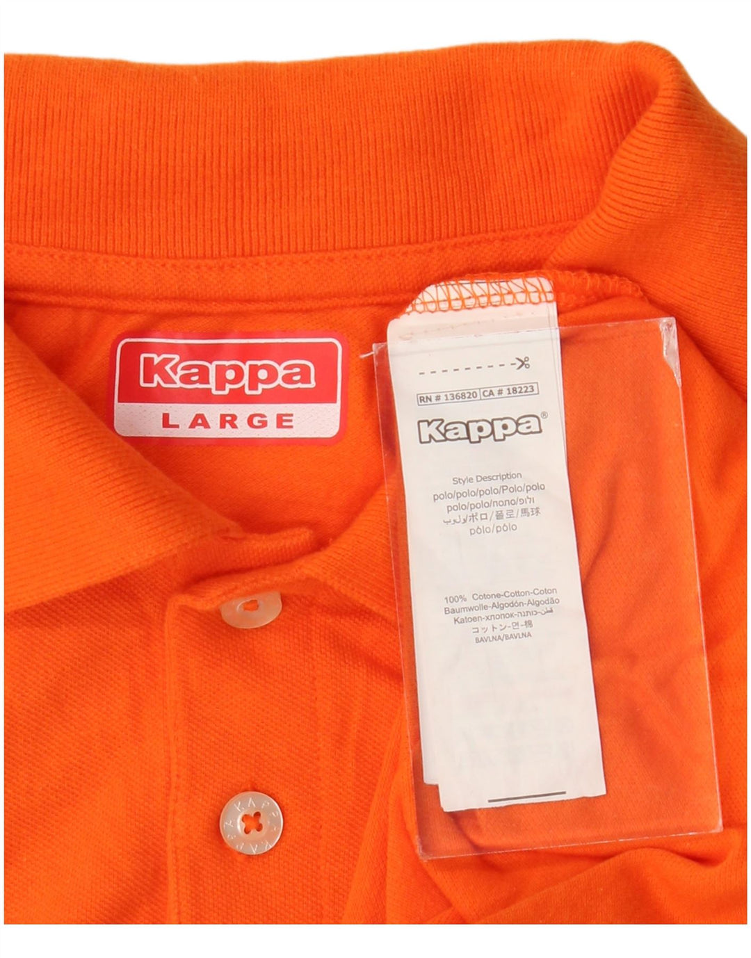 Kappa Mens Polo Shirt Large Orange Cotton