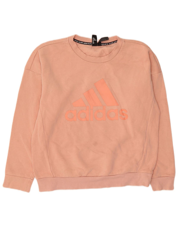 ADIDAS Womens Graphic Sweatshirt Jumper UK 12/14 Medium Pink Cotton