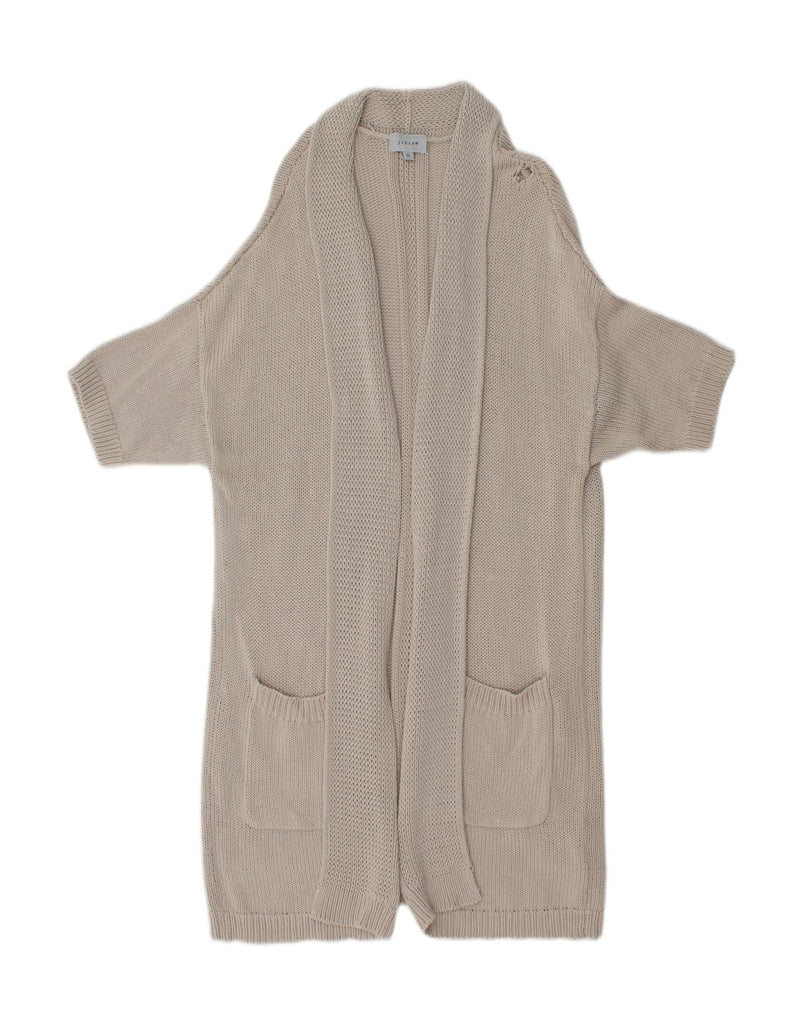 JIGSAW Womens Longline Open Cardigan Sweater UK 14 Medium Grey Cotton Vintage Jigsaw and Second-Hand Jigsaw from Messina Hembry 