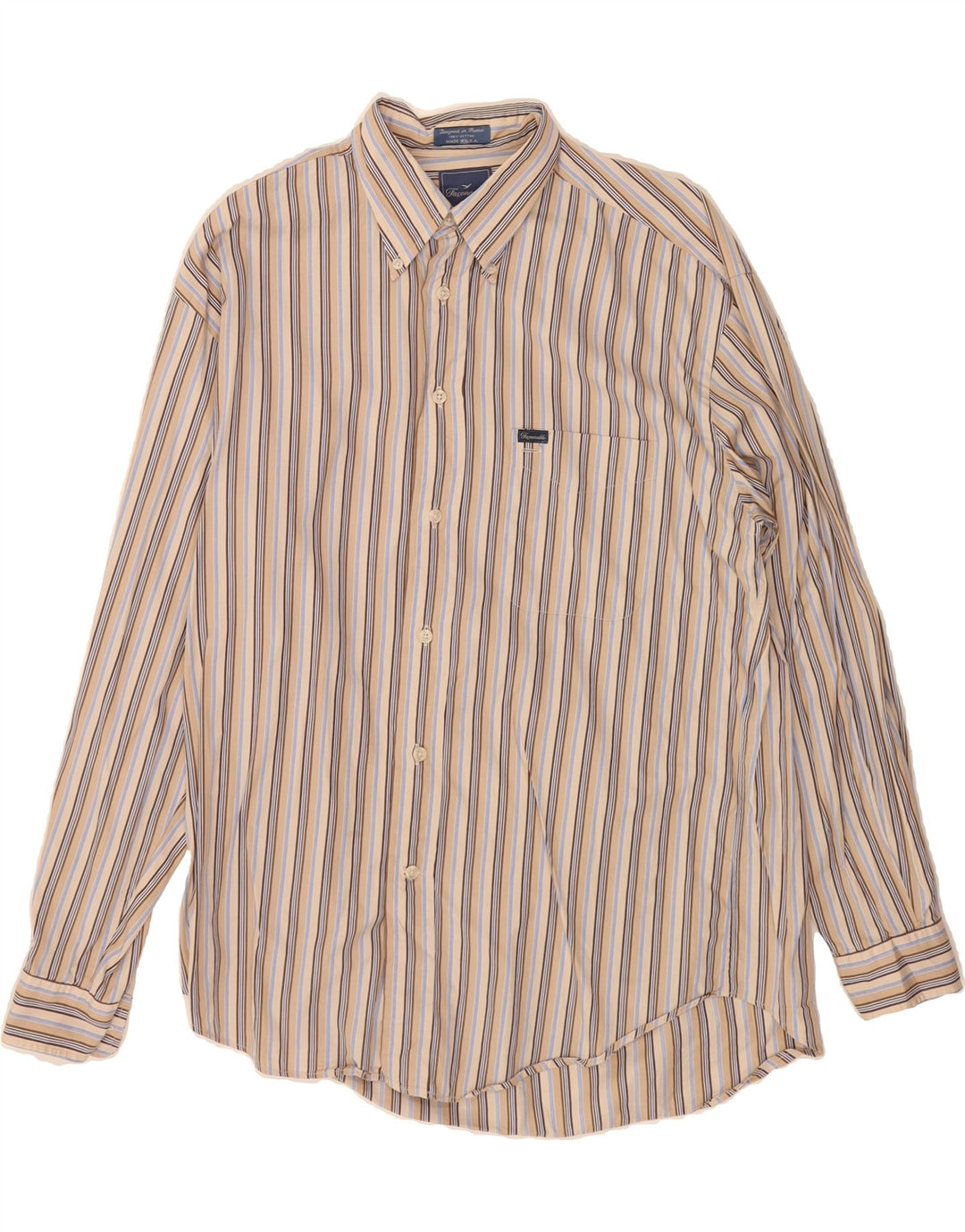 FACONNABLE Mens Shirt Large Beige Striped Vintage Faconnable and Second-Hand Faconnable from Messina Hembry 