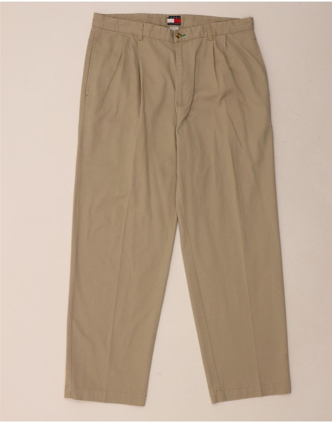 TOMMY HILFIGER Mens Pegged Chino Trousers W38 L32 Beige Cotton