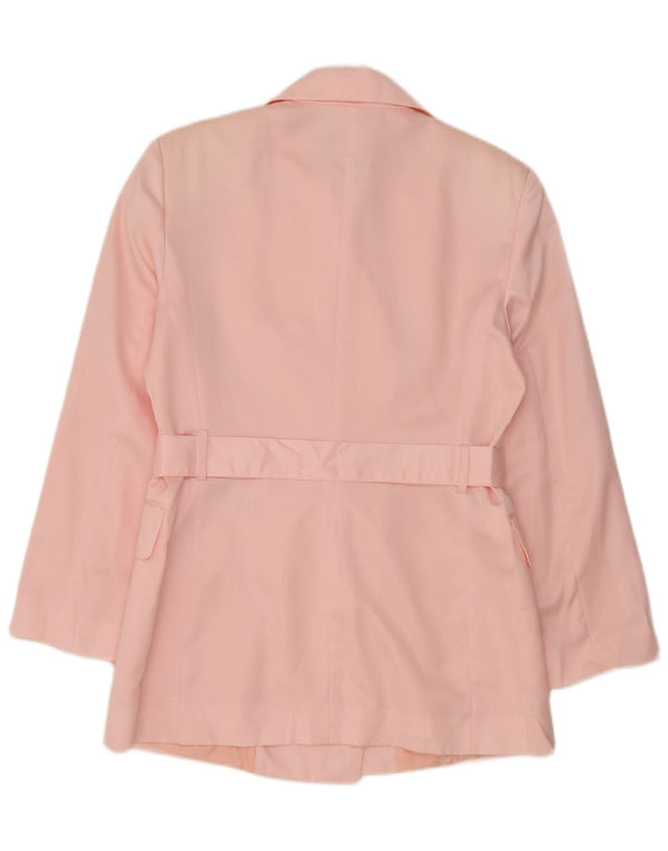 Benetton Womens Double Breasted Blazer Jacket UK 14 Medium Pink Polyester