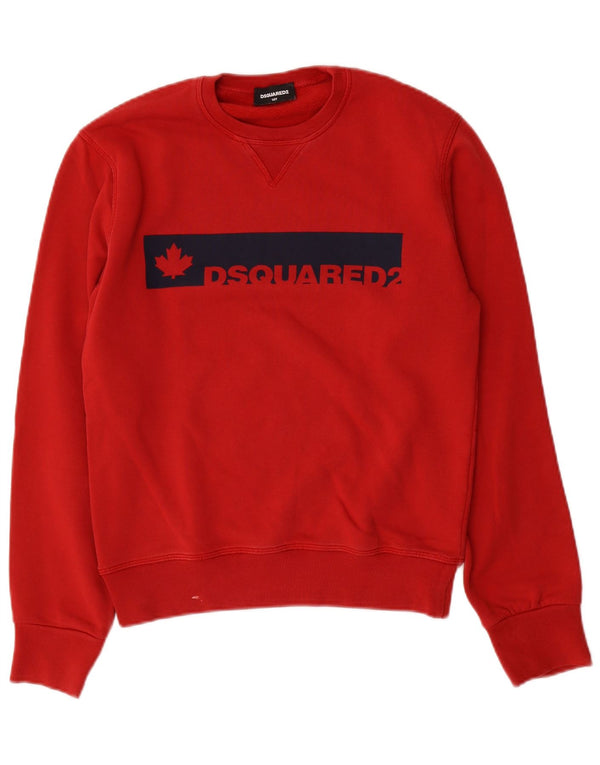 DSQUARED2 Boys Graphic Sweatshirt Jumper 13-14 Years Red Cotton