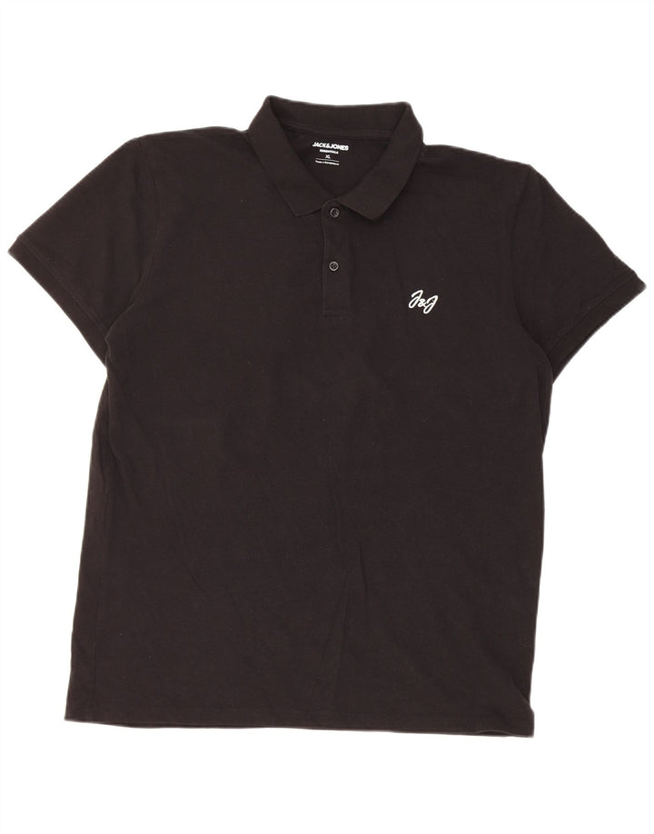 Jack & Jones Mens Polo Shirt XL Black Cotton