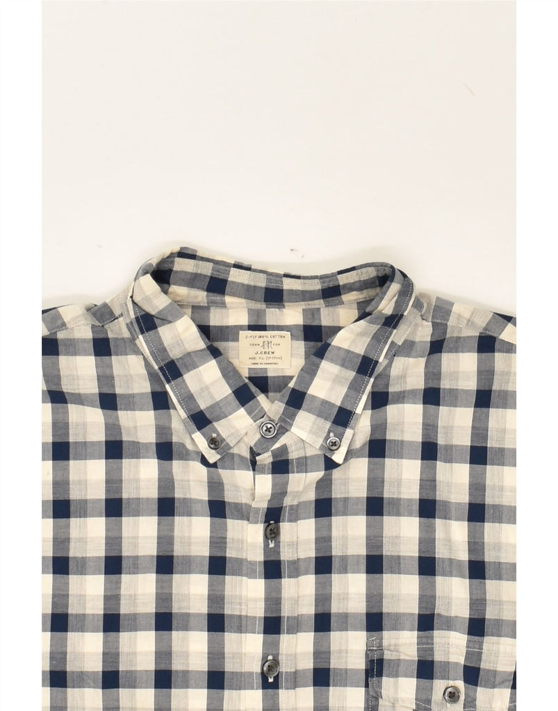 J. CREW Mens Shirt Size 17  1/2 XL Navy Blue Check Cotton | Vintage J. Crew | Thrift | Second-Hand J. Crew | Used Clothing | Messina Hembry 