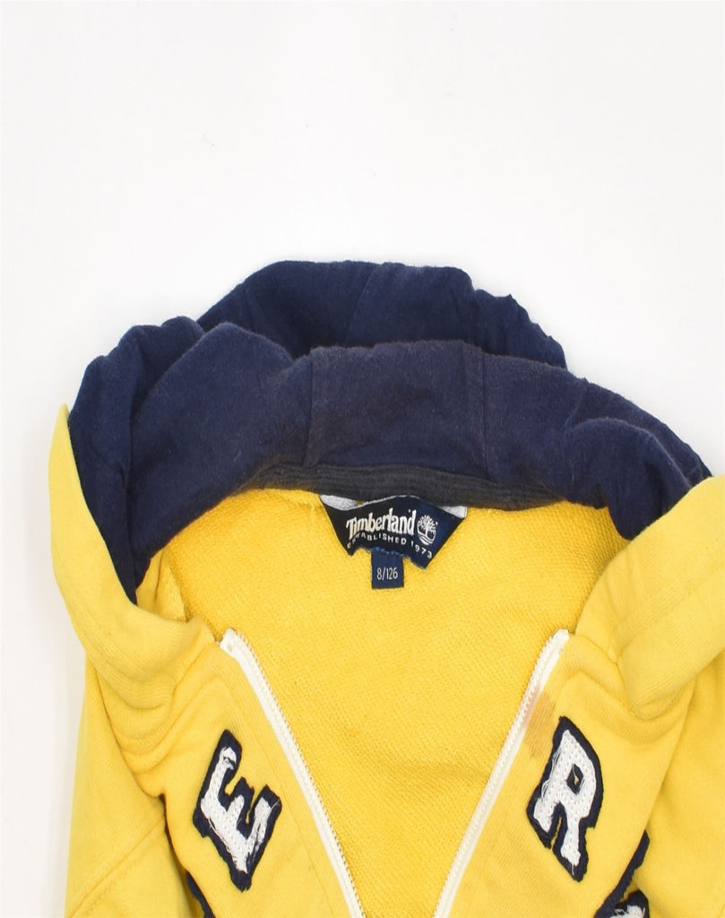 TIMBERLAND Boys Graphic Zip Hoodie Sweater 7-8 Years Yellow Cotton | Vintage | Thrift | Second-Hand | Used Clothing | Messina Hembry 