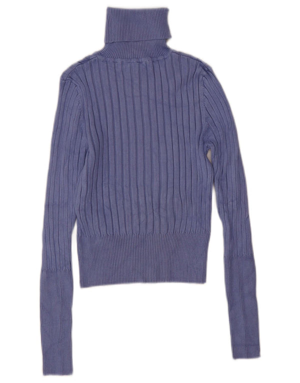 Zara Womens Crop Oversized Roll Neck Jumper Sweater UK 12 Medium Purple