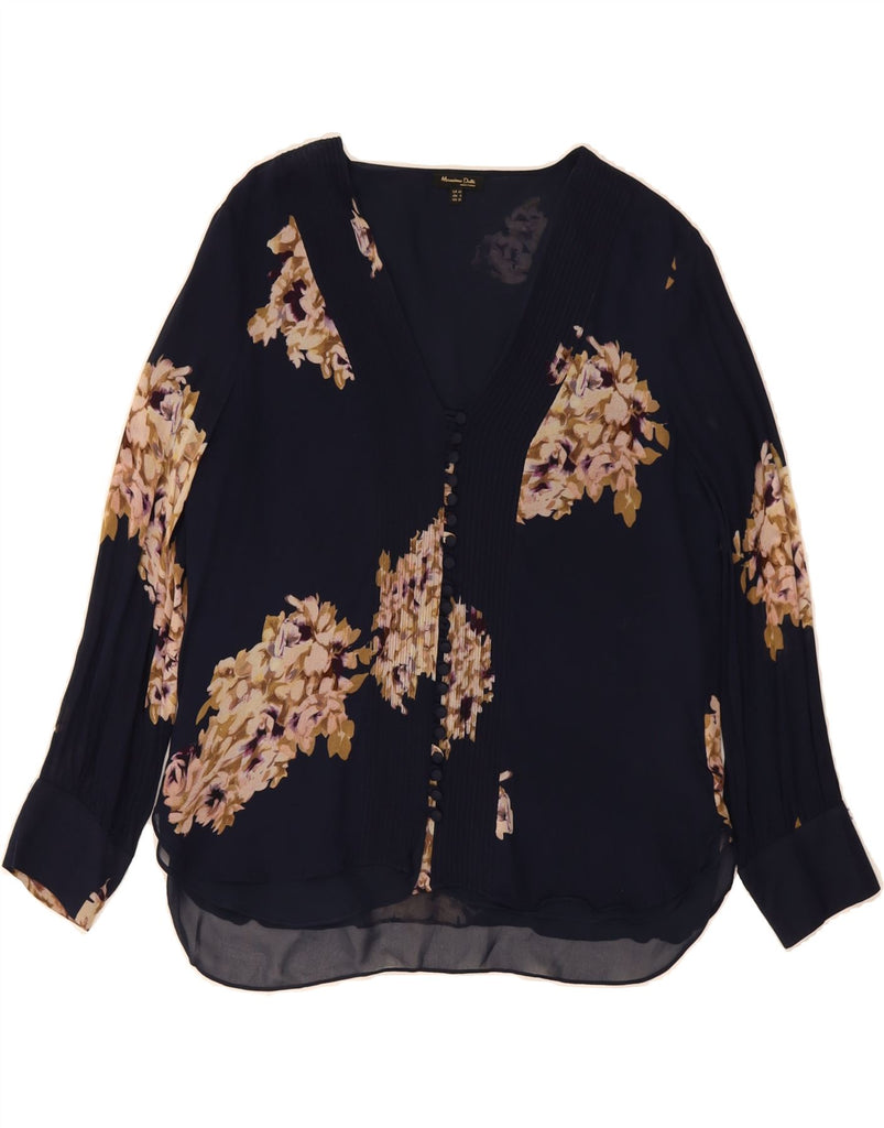 MASSIMO DUTTI Womens Shirt Blouse EU 40 Medium Navy Blue Floral Viscose Vintage Massimo Dutti and Second-Hand Massimo Dutti from Messina Hembry 