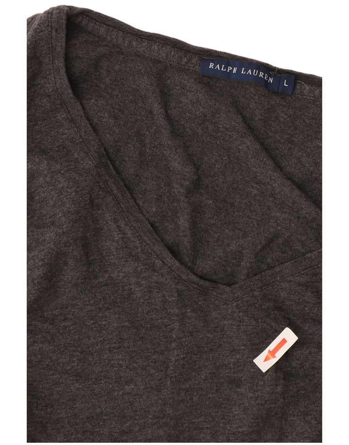 Ralph Lauren Womens Top Long Sleeve UK 14 Large Grey Cotton
