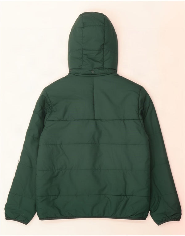 Adidas Boys Hooded Padded Jacket 10-11 Years Green Polyester