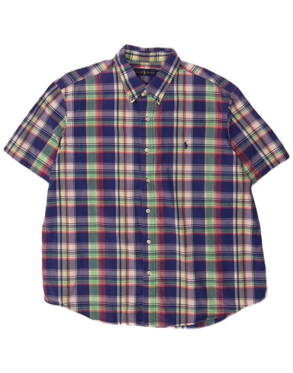 Ralph Lauren Mens Short Sleeve Shirt 2XL Blue Check Cotton